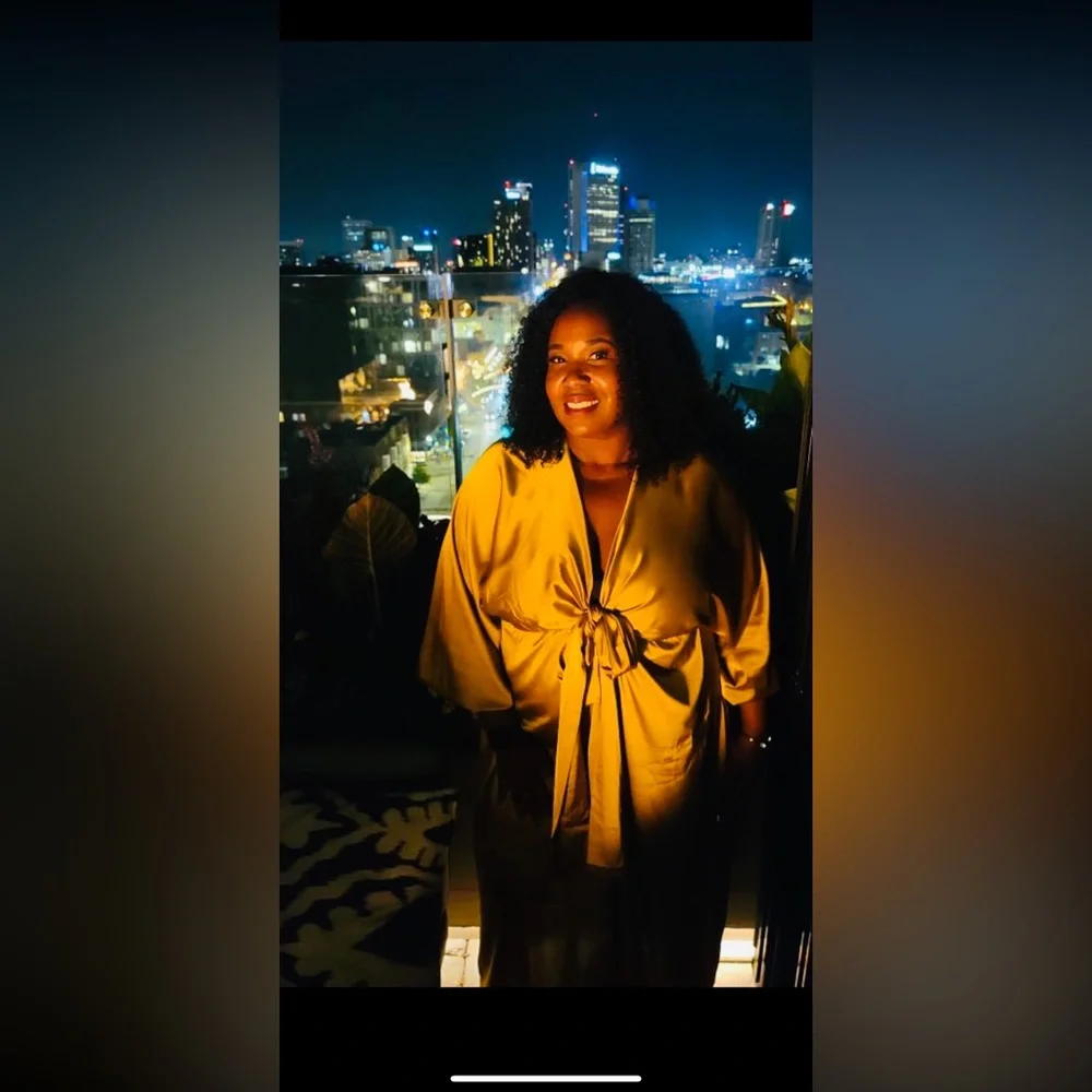 Gold Satin Long Dress - Picture 6 of 6